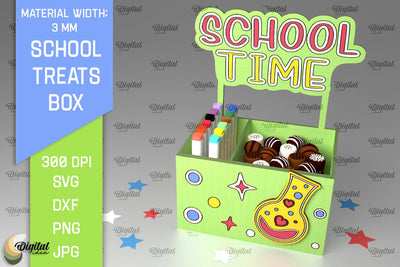 School Treats Box SVG. 3D School Gift Box Laser Cut SVG Evgenyia Guschina 