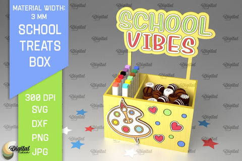 School Treats Boxes SVG Bundle. 3D School Gift Boxes Laser Cut SVG Evgenyia Guschina 