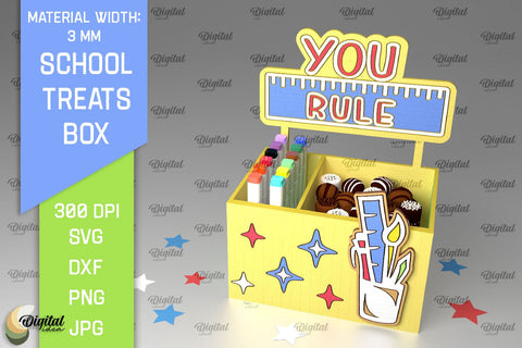 School Treats Boxes SVG Bundle. 3D School Gift Boxes Laser Cut SVG Evgenyia Guschina 