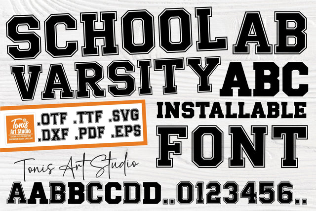 School Varsity - Bold Uppercase & Classic Lowercase Installable Font Font TonisArtStudio 