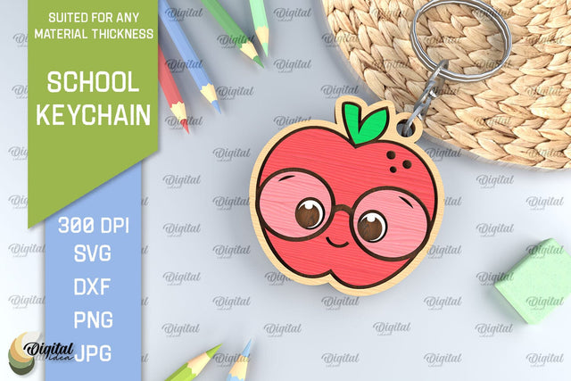 School Wooden Keychain Laser Cut. Key Ring for Kids SVG Evgenyia Guschina 