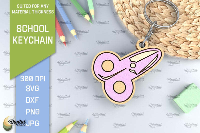 School Wooden Keychain Laser Cut. Key Ring for Kids SVG Evgenyia Guschina 