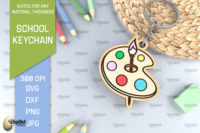 School Wooden Keychain Laser Cut. Key Ring for Kids SVG Evgenyia Guschina 