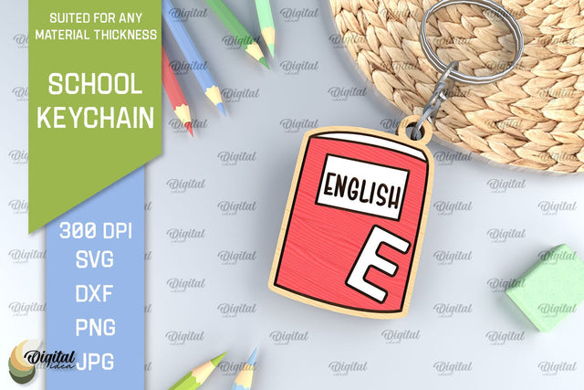 School Wooden Keychain Laser Cut. Key Ring for Kids SVG Evgenyia Guschina 