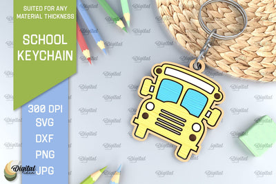 School Wooden Keychain Laser Cut. Key Ring for Kids SVG Evgenyia Guschina 