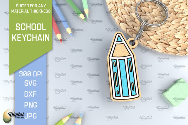 School Wooden Keychain Laser Cut. Key Ring for Kids SVG Evgenyia Guschina 