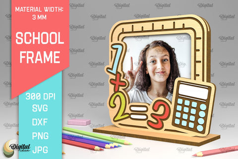 School Wooden Photo Frame Laser Cut. School Frame SVG SVG Evgenyia Guschina 