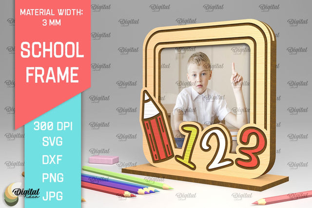 School Wooden Photo Frame Laser Cut. School Frame SVG SVG Evgenyia Guschina 