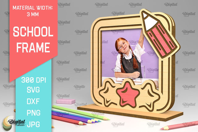 School Wooden Photo Frame Laser Cut. School Frame SVG SVG Evgenyia Guschina 
