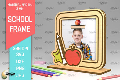 School Wooden Photo Frame Laser Cut. School Frame SVG SVG Evgenyia Guschina 