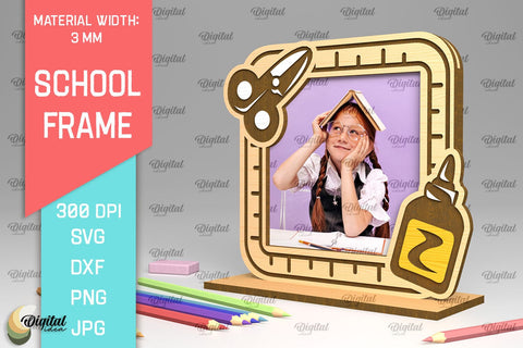 School Wooden Photo Frame Laser Cut. School Frame SVG SVG Evgenyia Guschina 