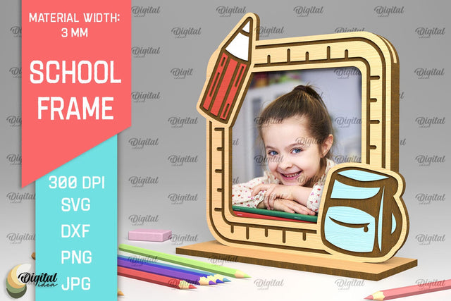 School Wooden Photo Frame Laser Cut. School Frame SVG SVG Evgenyia Guschina 