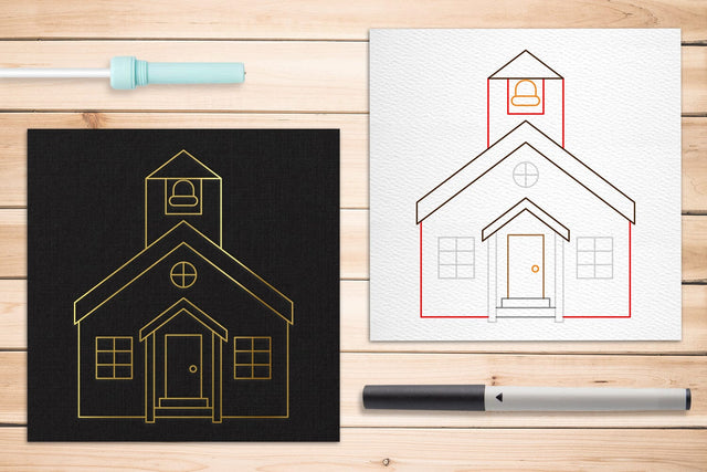 Schoolhouse SKETCH Single Line SVG Sketch DESIGN Risa Rocks It 