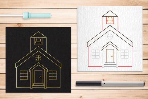 Schoolhouse SKETCH Single Line SVG Sketch DESIGN Risa Rocks It 