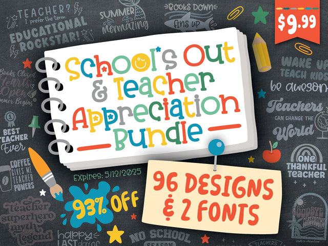 School's Out & Teacher Appreciation Bundle Bundle So Fontsy Design Shop 