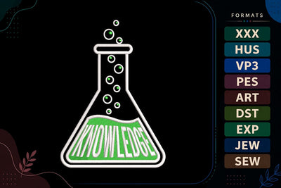 Science Chemistry Flask Knowledge Embroidery Design Embroidery/Applique DESIGNS sg embroidery 