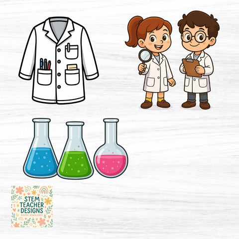 Science Clipart Bundle – 12 PNG Files | STEM Classroom Digital Download Sublimation The STEM Teacher 