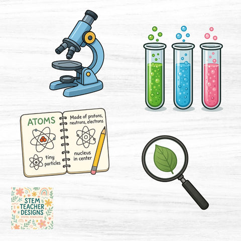 Science Clipart Bundle – 12 PNG Files | STEM Classroom Digital Download Sublimation The STEM Teacher 