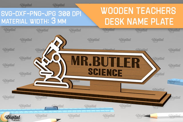 Science Teacher Desk Name Plate Laser Cut. Desk Sign SVG SVG Evgenyia Guschina 