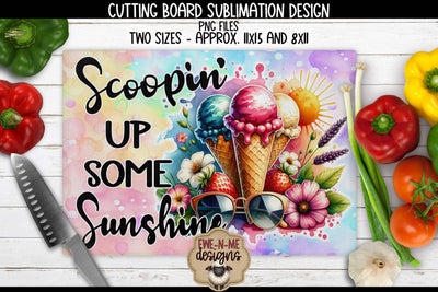 Scoopin Sunshine Cutting Board Design RECTANGLE Sublimation Sublimation Ewe-N-Me Designs 