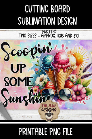 Scoopin Sunshine Cutting Board Design RECTANGLE Sublimation Sublimation Ewe-N-Me Designs 