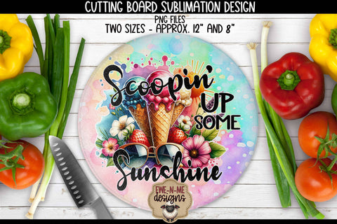 Scoopin Up Sunshine Cutting Board Design | ROUND Sublimation Sublimation Ewe-N-Me Designs 