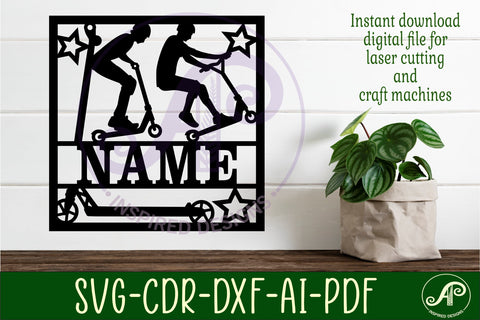 Scooter male name sign svg laser SVG APInspireddesigns 