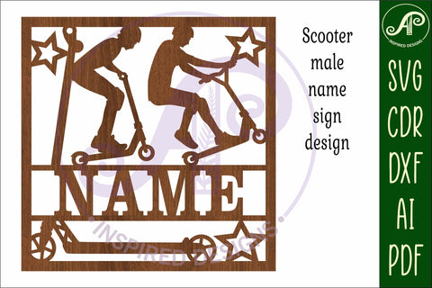Scooter male name sign svg laser SVG APInspireddesigns 