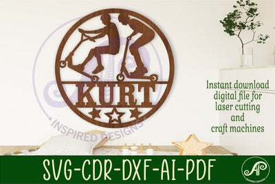 Scooter themed name sign svg laser SVG APInspireddesigns 