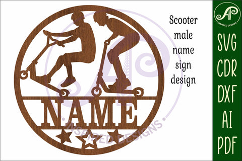 Scooter themed name sign svg laser SVG APInspireddesigns 
