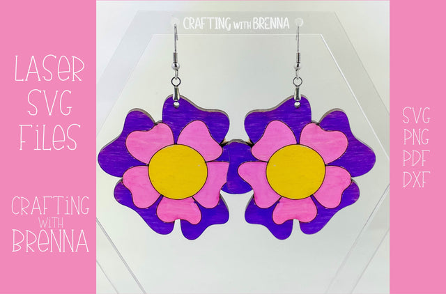 Scored Flower Earrings for Laser Cutters, Earring SVG for Lasers SVG Crafting With Brenna 
