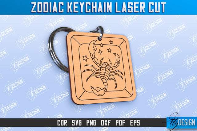 Scorpio Keychain Laser Cut | Astrology Design | Zodiac Sign | CNC File SVG Fly Design 