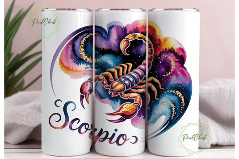 Scorpio Zodiac 20oz Tumbler Wrap Sublimation PixelChick 