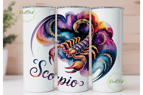 Scorpio Zodiac 20oz Tumbler Wrap Sublimation PixelChick 