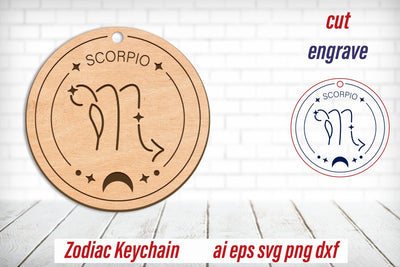 Scorpio zodiac keychain laser engraving, Horoscope, Astrology sign SVG AnastasiyaArtDesign 