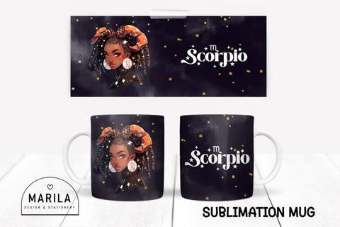 Scorpio Zodiac Sign Mug Sublimation, design Coffee Mug Sublimation Marilakits 