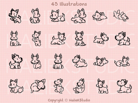 Scottie Dog SVG Design Set SVG HalieKStudio 