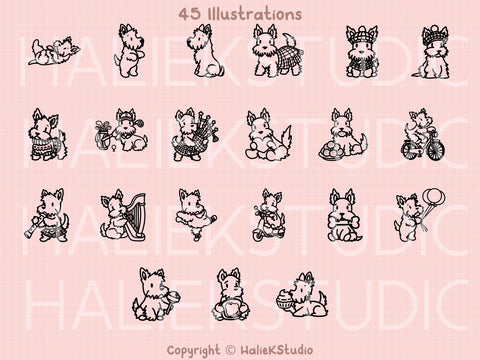 Scottie Dog SVG Design Set SVG HalieKStudio 