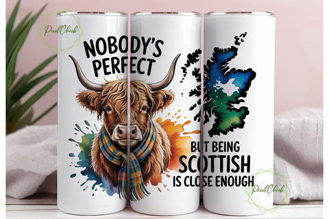 Scottish Highland Cow 20oz Tumbler Wrap Sublimation PixelChick 