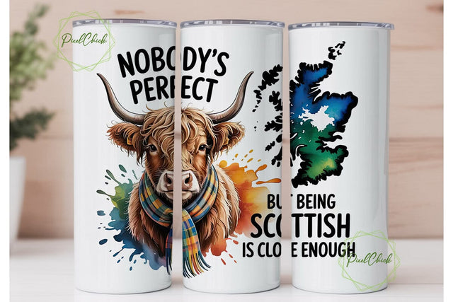 Scottish Highland Cow 20oz Tumbler Wrap Sublimation PixelChick 