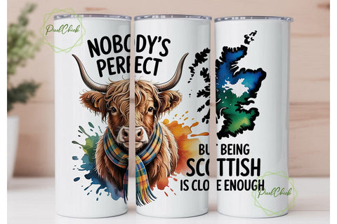 Scottish Highland Cow 20oz Tumbler Wrap Sublimation PixelChick 