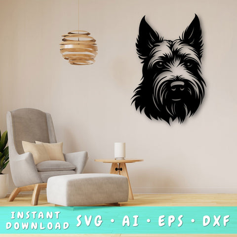 Scottish Terrier Laser SVG Cut File, Scottish Terrier Glowforge File, Scottish Terrier DXF, Scottish Terrier Wall Art SVG SVG HappyDesignStudio 