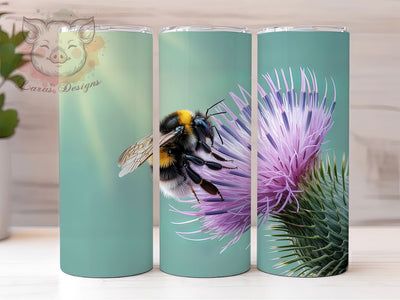 Scottish Thistle Bumble Bee Tumbler, Purple Flower Tumbler, Scottish Thistle Wrap, Rustic Bee Wrap, Elegant Floral Wrap, Sublimation Design, Trendy Gift Idea Sublimation Lara' s Designs 
