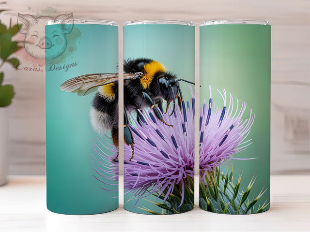 Scottish Thistle Bumble Bee Tumbler, Purple Flower Tumbler, Scottish Thistle Wrap, Rustic Bee Wrap, Elegant Floral Wrap, Sublimation Design, Trendy Gift Idea Sublimation Lara' s Designs 