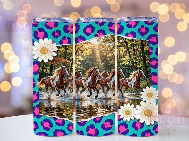 Scrapbook Pinto Horses 20oz Tumbler, Pinto Horses, Scrapbook Style, Rustic Theme, Sublimation Wrap, 20oz Tumbler, Country Aesthetic, Handmade Design Sublimation SvggirlplusArt 