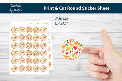 Scrapbooking Heart Round Sticker Sheet SVG Templates by Pauline 