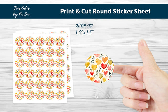 Scrapbooking Heart Round Sticker Sheet SVG Templates by Pauline 