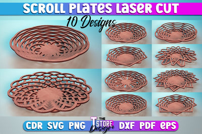 Scroll Plates Laser Cut | Home Laser Cut Design | CNC Files SVG The T Store Design 