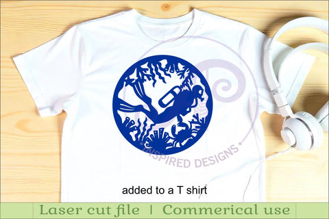 Scuba diver circle wall sign, SVG file. SVG APInspireddesigns 