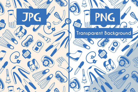 Scuba Diving Gear Seamless Pattern Digital Pattern Rin Green 